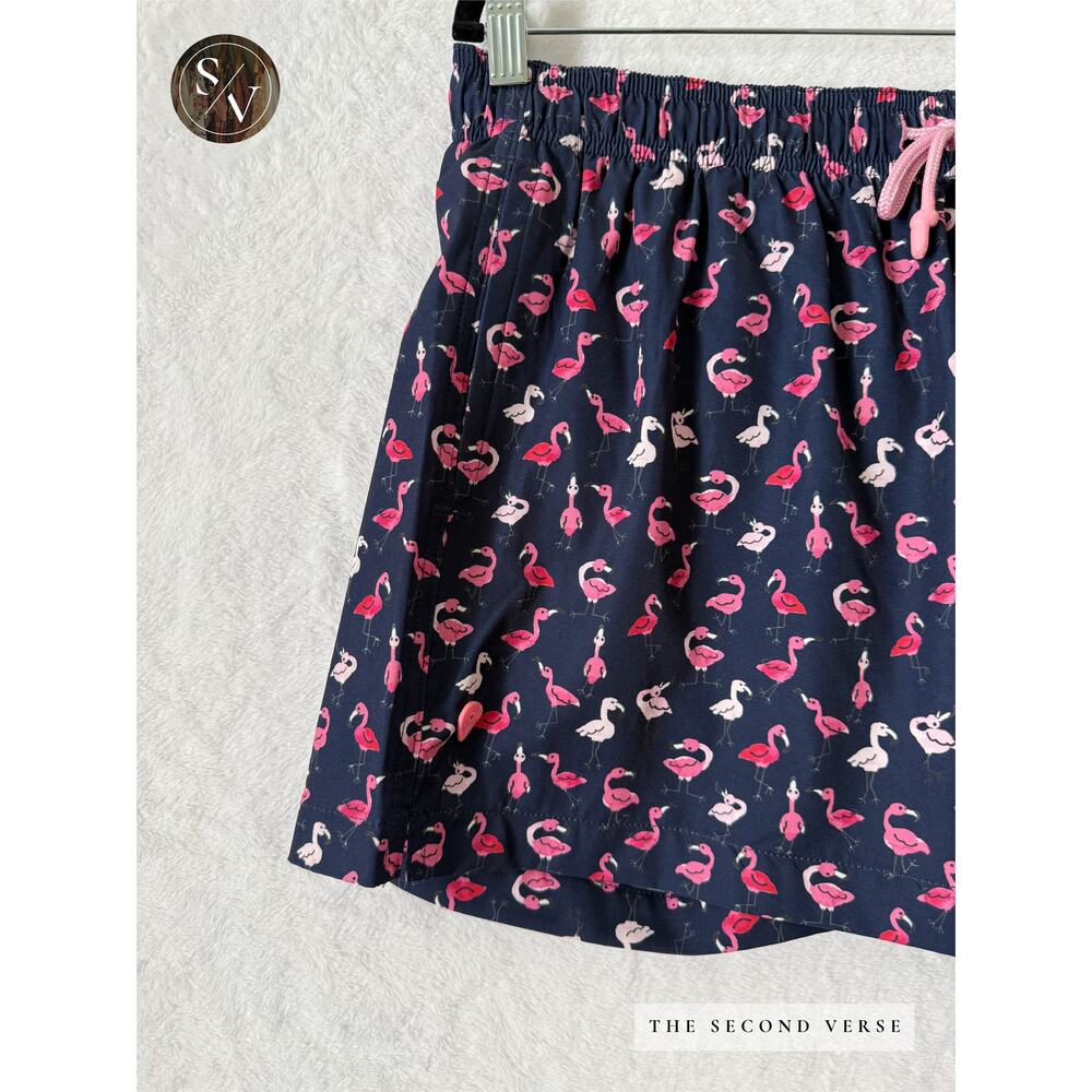Sunset x‎ Vine Swim Trunks Mens Flamingo Print Mesh Lining Navy Blue Medium - Picture 5 of 10